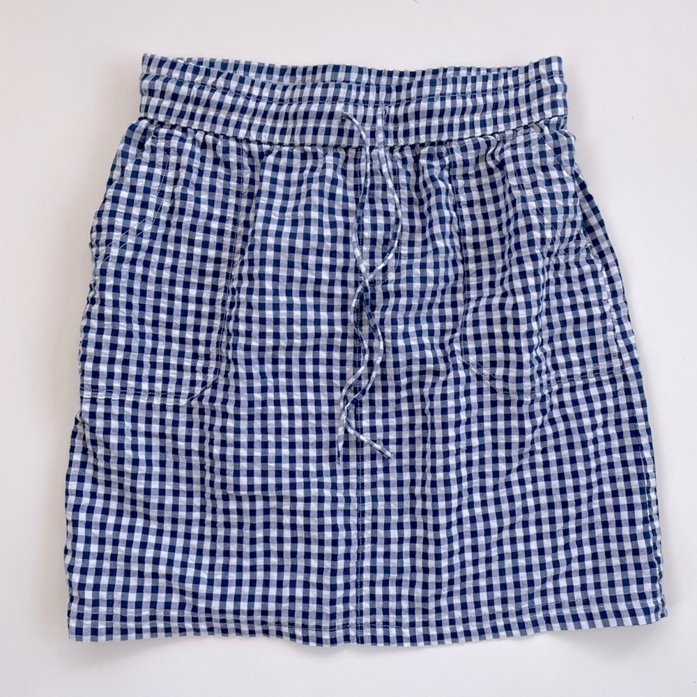 Studio West Apparel Blue white Gingham Pull on Skirt Size Medium